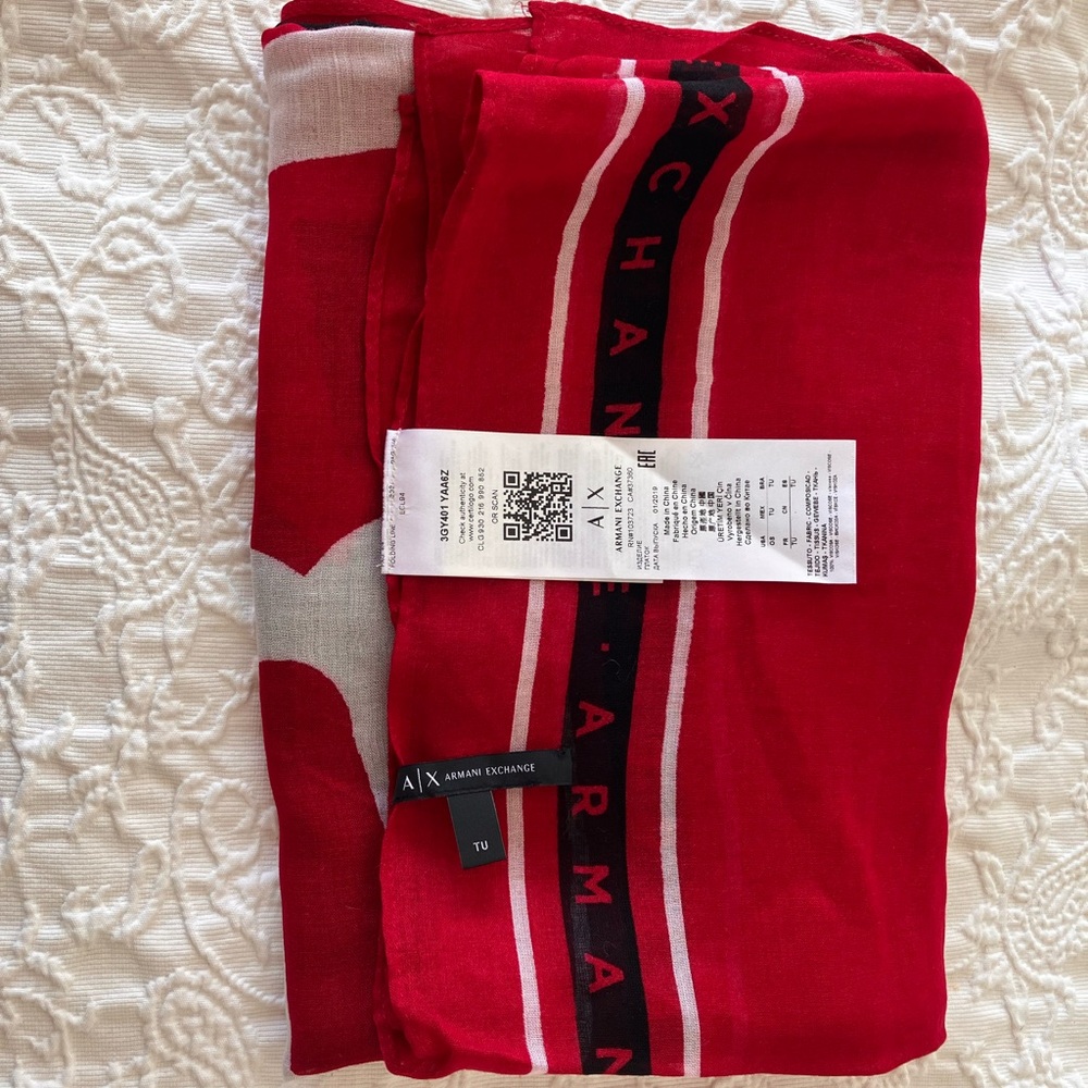 Armani Exchange Red Scarf New